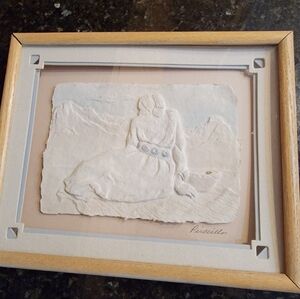 Figi Graphics Signed Priscilla 3-D Hand Cast Paper Framed 9x11 inch Wall Art